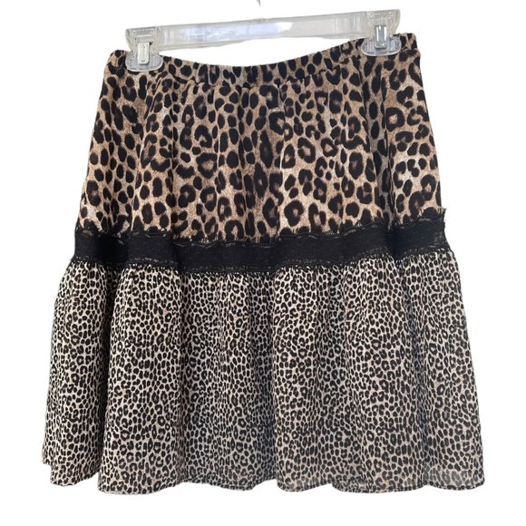 MICHAEL Michael Kors Animal Print Elastic Band Waist Tiered Ruffle Hem Skirt New - Picture 2 of 11